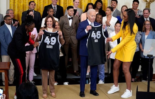 President Joe Biden cheers the Las Vegas Aces and women’s basketball