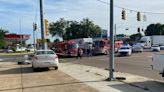 Man shot dead, slams car into mail truck; gunman wanted
