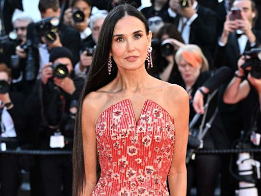 Demi Moore Makes Her Mark on the Cannes Red Carpet in Red-Hot Gown and Waist-Length Hair