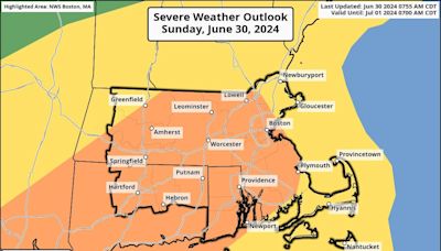 'Severe weather outlook' for Rhode Island includes potential tornado on Sunday afternoon