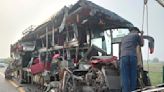 A double-decker bus collides with a milk truck in northern India, killing at least 18 people