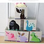 【隨機出貨】超Q可愛動物摺疊方形收納箱玩具兒童超愛百搭可折疊收納桶 方形有機棉可愛卡通收納箱