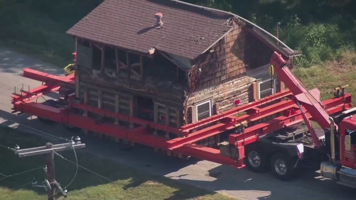 Historic Bushong Cabin moved more than a mile to new home on Main Street in Grapevine