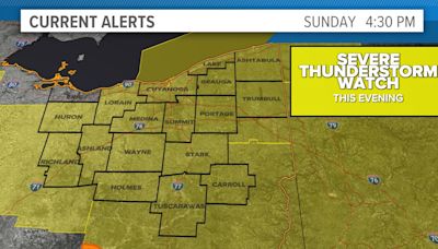 Severe thunderstorm watch issued for most of Northeast Ohio