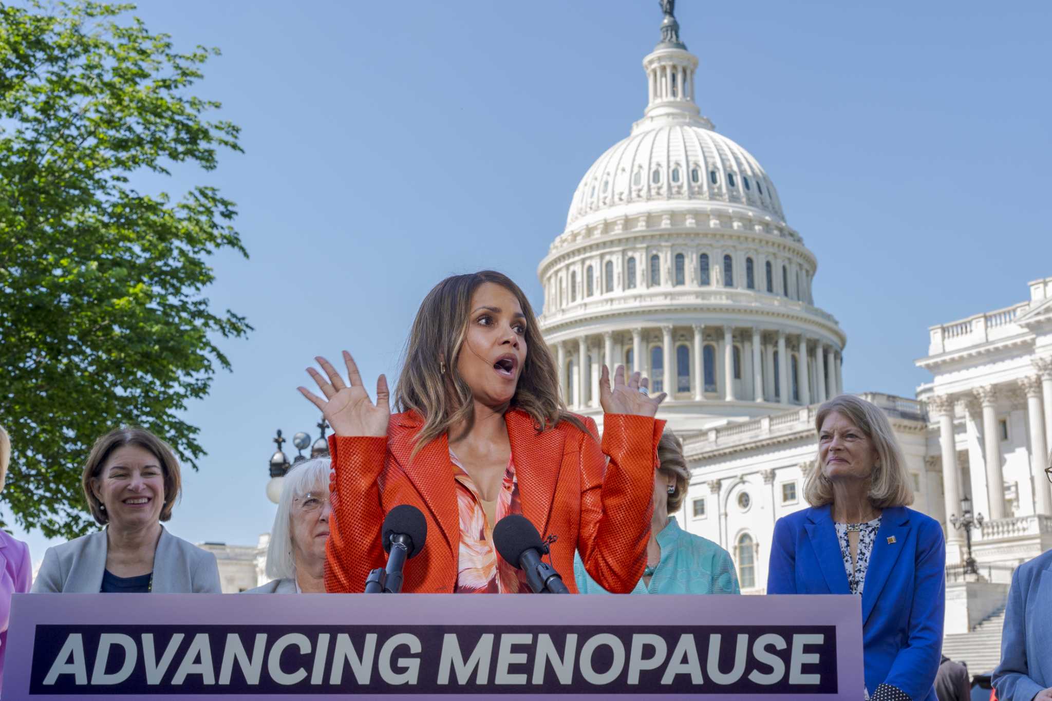 Halle Berry shouts from the Capitol, 'I'm in menopause' as she seeks to end a stigma and win funding