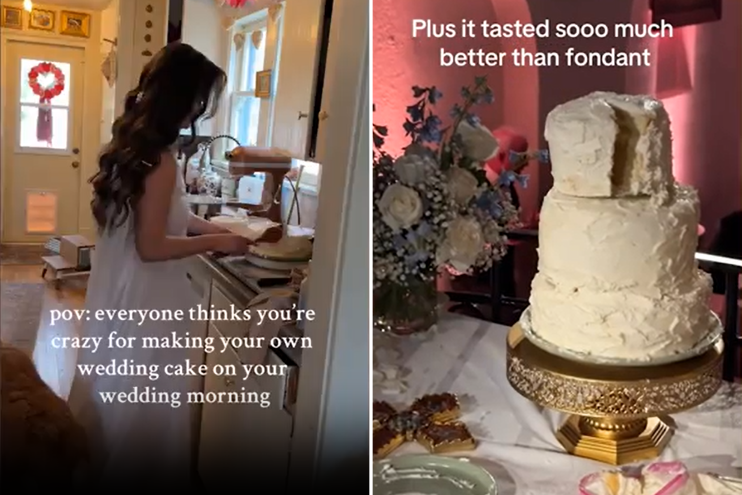 Shock at bride who made her own wedding cake the morning of the ceremony