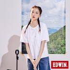 EDWIN 橘標 方版口袋短袖T恤-女-白色