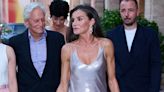 Queen Letizia Channels ’90s Kate Moss In a Plunging Silver Slip Dress