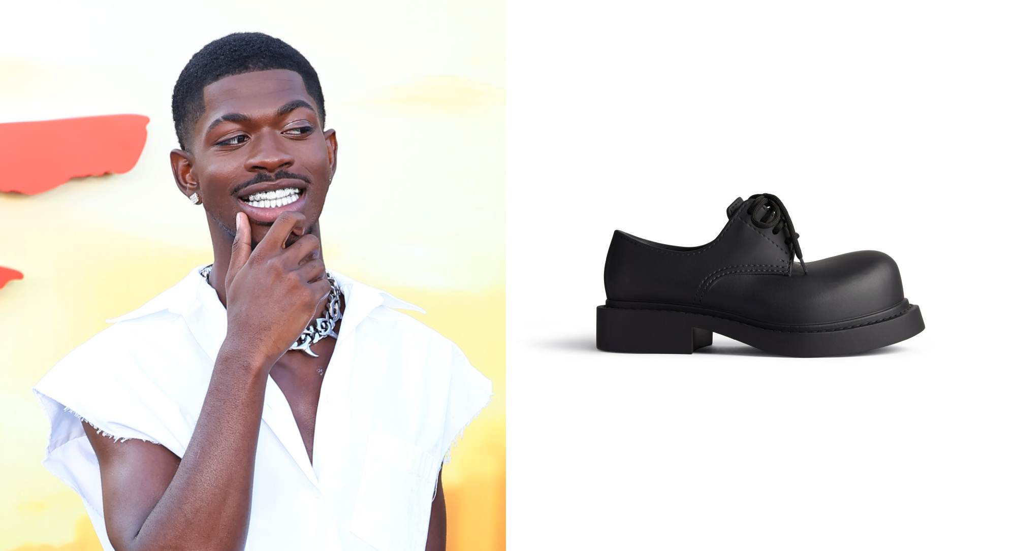 Lil Nas X Steps Out in Campy Balenciaga Steroid Derby Shoes at the Los Angeles Premiere of ‘Beverly Hills Cop: Axel F’