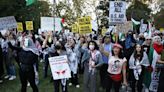 Hundreds of pro-Palestinian demonstrators gather outside Biden fundraiser