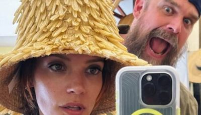 Lily Allen tries on hats with husband David Harbour in Italy