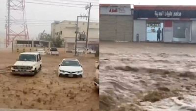 暴雨強襲沙烏地！60分鐘降雨量達「年平均一半」 洪水狂淹慘況曝