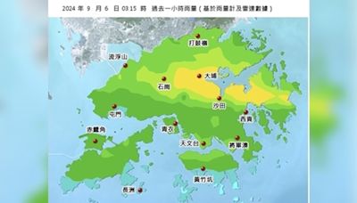 天文台 : 大埔及西貢雨勢特別大 錄得每小時70毫米雨量