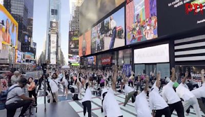 WATCH Yoga At Times Square: India's Consulate General Celebrates International Yoga Day