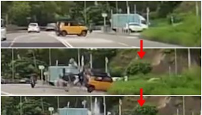 車Cam直擊：大埔公路私家車電單車互撼 5人受傷包括女童送院