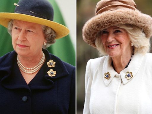 Queen wears Elizabeth II’s brooch as she steps in for King at Maundy service