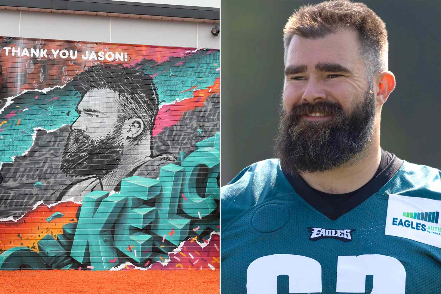 Jason Kelce Honored with a Mural Outside Dunkin' After Announcing His NFL Retirement