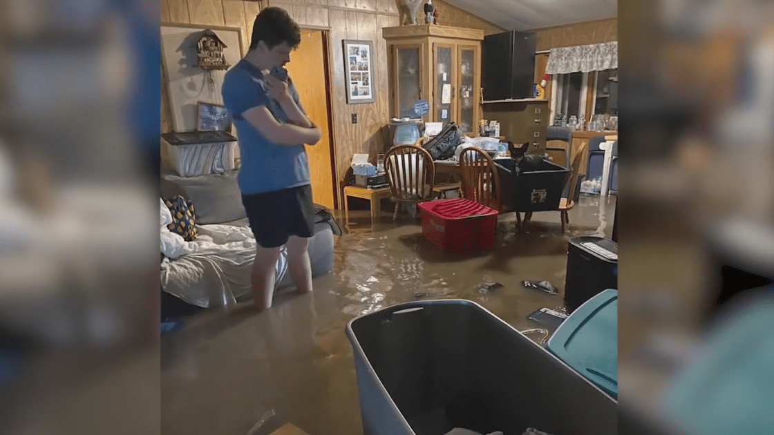 Linn County, Kansas home badly damaged by flood