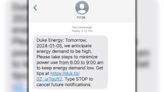 Duke Energy apologizes after confusing text message to customers about high energy demand