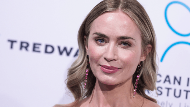 Emily Blunt Channels Disney Princess in Plunging Rose-Print Set