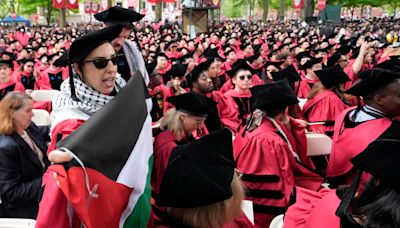 Group of graduates walk out of Harvard commencement chanting 'Free Palestine'