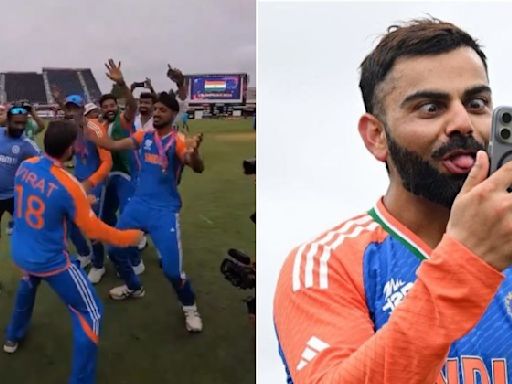 Virat Kohli dances, video calls Anushka Sharma and kids after T20 World Cup win