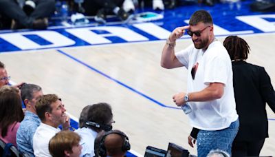 Travis Kelce Had Priceless Reaction to Getting Booed at T-Wolves-Mavs Game