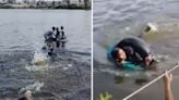 Video: Financially Stressed Father Plunges Car With 3 Kids On Board Into Pond In Telangana, Saved By Locals