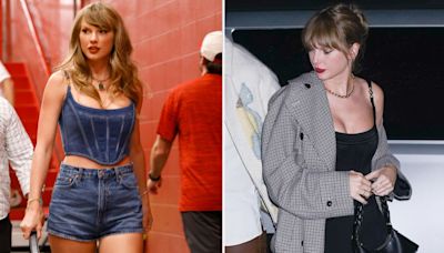 Taylor Swift's Versace Denim Corset Is Actually a Sweet Travis Kelce Reference