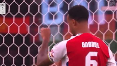 Gabriel appears to tell Onana to shut up for penalty shootout gesture