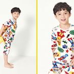 韓國unifriend品牌夏季薄款恐龍超人草莓圖案男童女童有機竹節棉睡衣兒童居家衣服