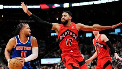 McBride scores 29, Robinson returns from injury and Knicks rout reeling Raptors 145-101