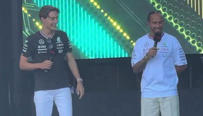 Lewis Hamilton squirms awkwardly as Russell makes 'Spanish girlfriends' joke