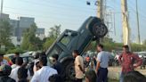 Mahindra Thar Hit by Honda Amaze, Goes Up Electricity Pole » Car Blog India