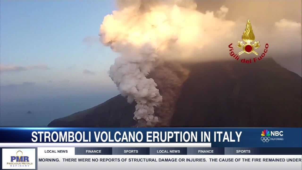 Volcano on the Mediterranean Island of Stromboli Erupts