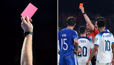 New PINK card set to be used by referees in international football this summer as rule change approved