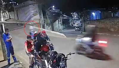 Horrific moment two bikers crash head-on