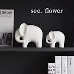 【現貨】SEE FLOWER簡約   砂巖大象高級感擺件客廳   櫃辦公室裝飾品