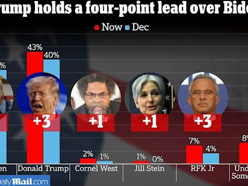 Trump holds four-point lead over Biden, in latest Daily Mail poll