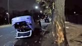 Palermo: se quedó dormido al volante, subió al cordón de la vereda, chocó contra un árbol y volcó