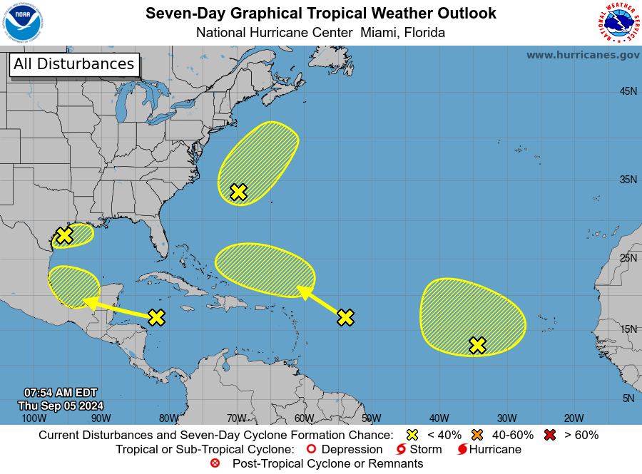 National Hurricane Center tracking 5 disturbances. Newest one could affect Florida