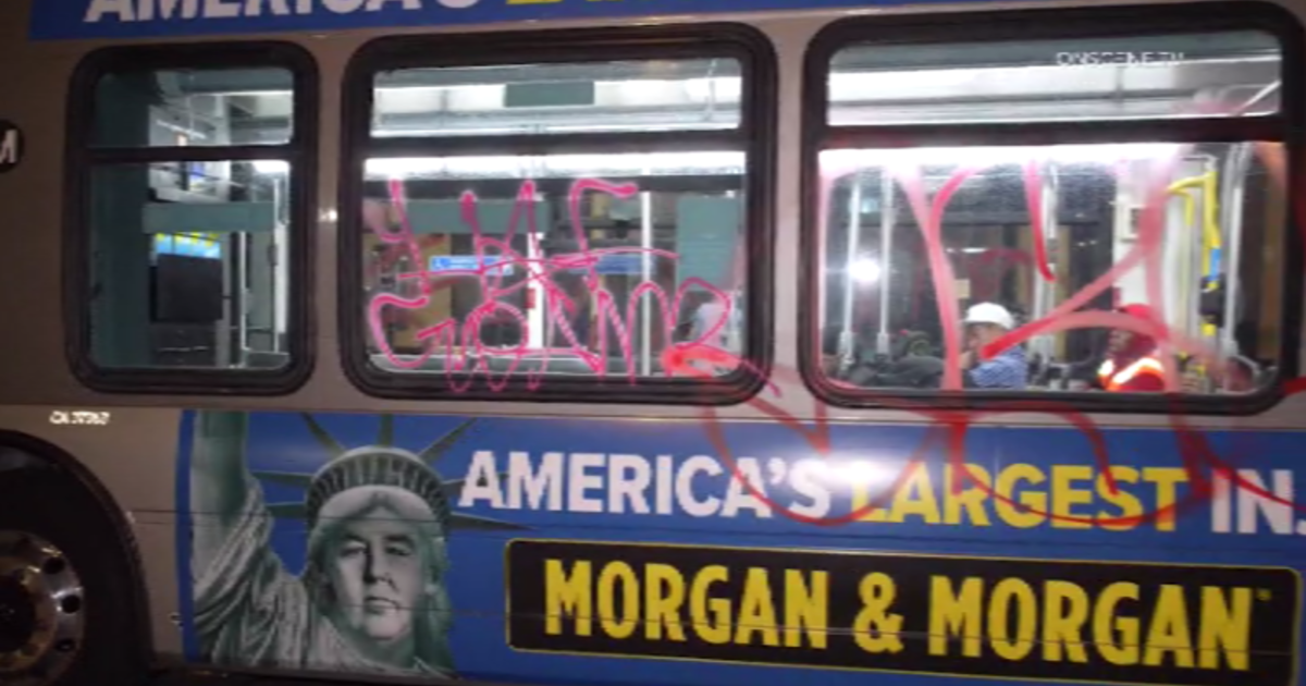 Los Angeles City Metro bus vandalized during street takeover