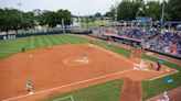 South Alabama softball's Brooklynn Bockhaus throws out runner at home to beat FAU 1-0 in Gainesville Regional of WCWS