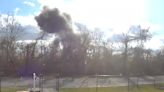 Doorbell camera captures small plane bursting into flames after crashing in Long Island neighbourhood