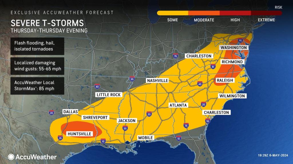 Severe weather to extend to Atlantic, Gulf coasts later this week