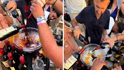 Outcry as diners tip dozens of bottles of vintage £3,200 Petrus into a bowl to make '£100,000' sangria