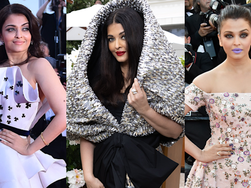 Every Aishwarya Rai Bachchan Cannes Film Festival Look Through the Years: Purple Lips, Hooded Elegance in Sophie Couture and More