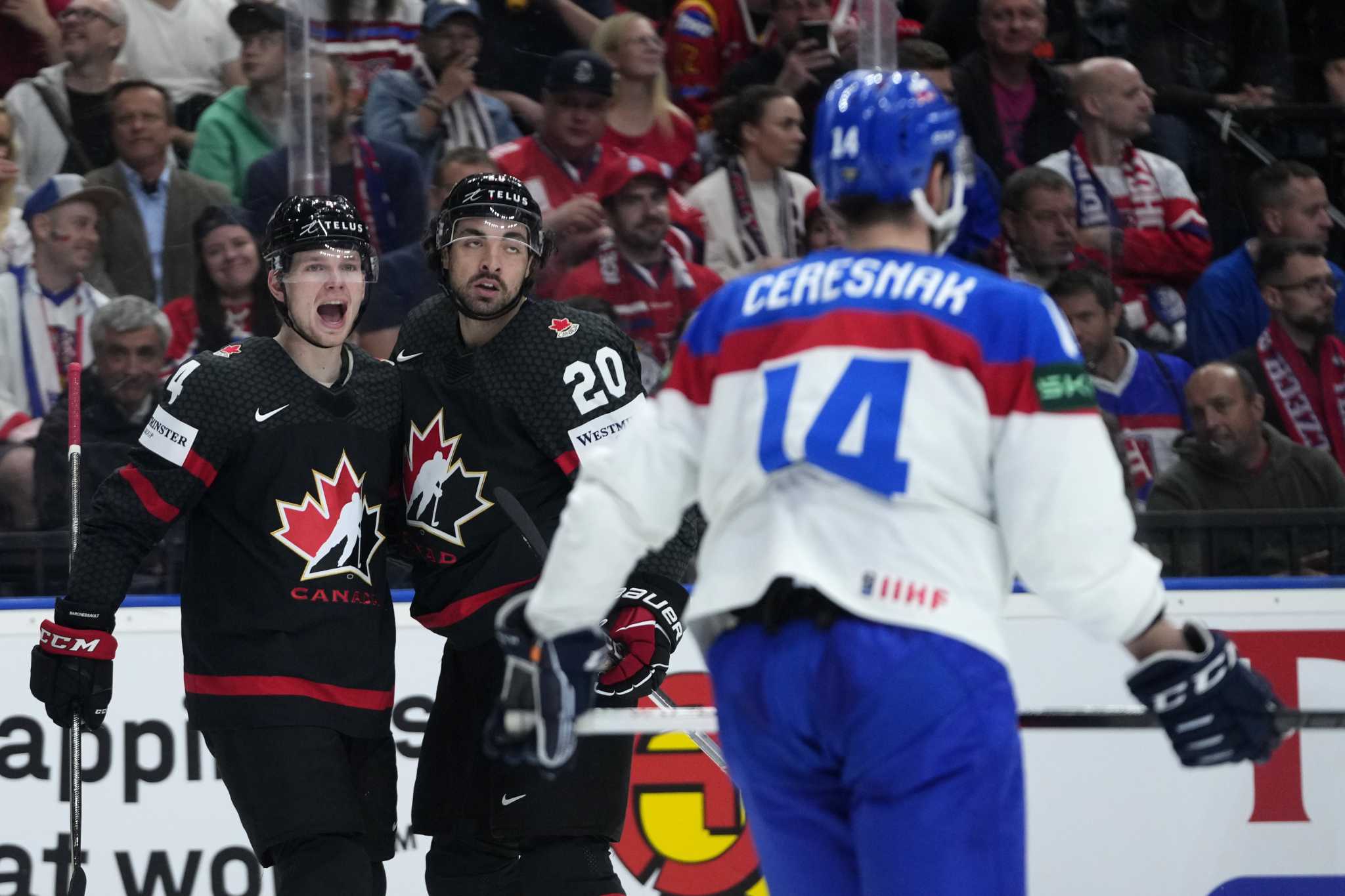 Canada beats Slovakia 6-3, Switzerland tops Germany 3-1 to reach semifinals at hockey worlds
