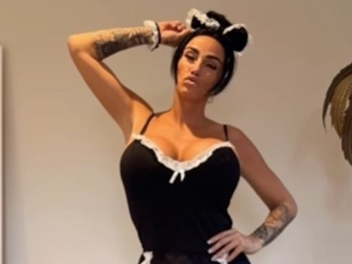 Katie Price flaunts new boobs in sexy French maid outfit