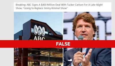 Fact Check: Satire story says ABC plans to replace Jimmy Kimmel with Tucker Carlson
